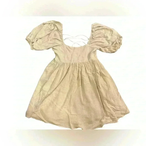 By Together Woven Linen Square Neck Dress in Cream Size Small - Picture 2 of 10